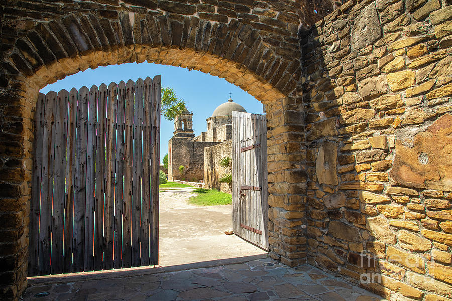 San Antonio Photograph - Mission San Jose Entrance by Inge Johnsson
