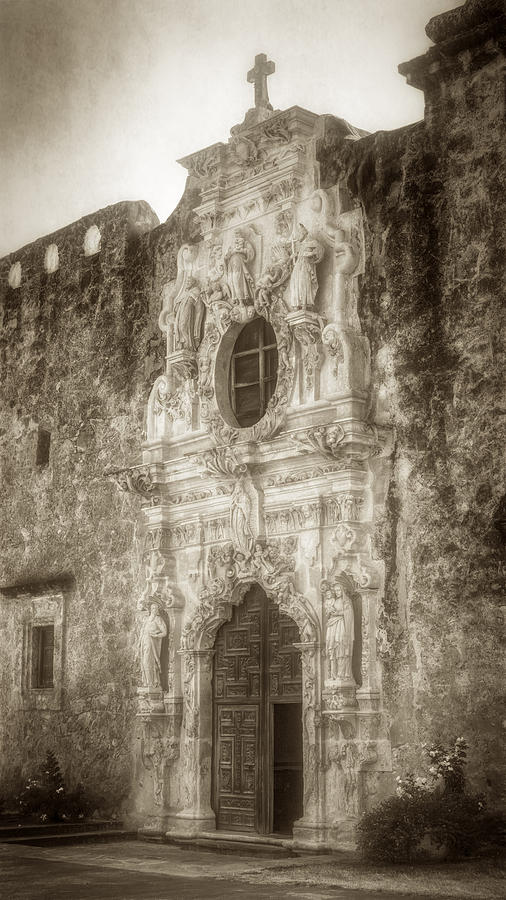 San Antonio Photograph - Mission San Jose Facade by Joan Carroll
