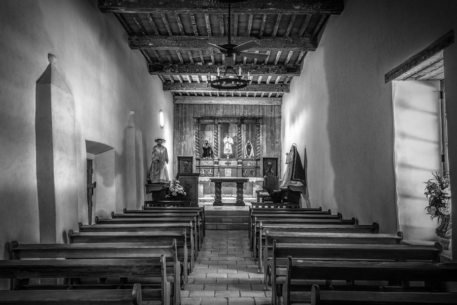 Mission San Juan Capistrano Texas BW Photograph by Joan Carroll