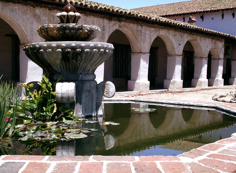 Mission San Miguel fountian 2 Photograph by Gary Brandes