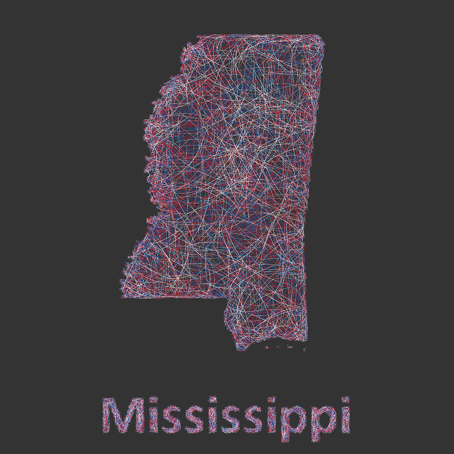 Mississippi Map Digital Art - Mississippi map by David Zydd