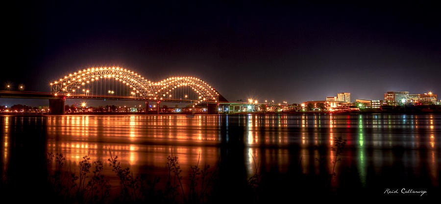 Memphis TN Mississippi Reflections The Hernando De Soto Bridge M Bridge Architectural Bridge Art Photograph by Reid Callaway
