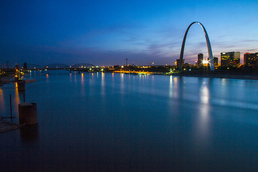 Mississippi river and St Louis skyine Photograph by Garry McMichael