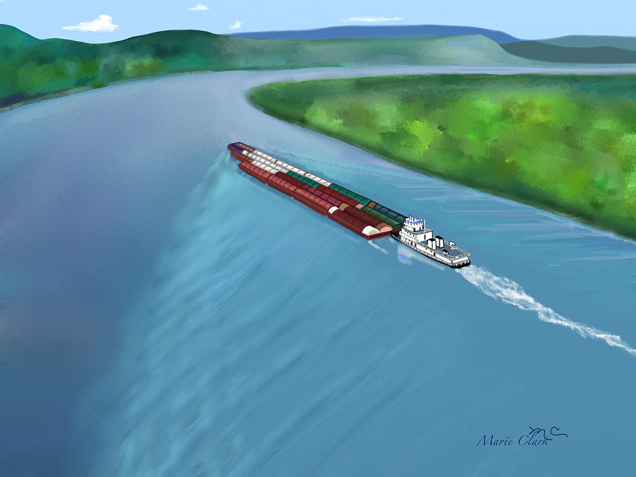 Mississippi River Barge Painting