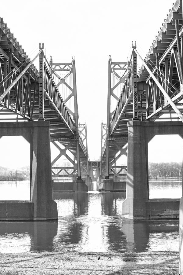 Mississippi River Bridge bw Photograph by Cathy Anderson