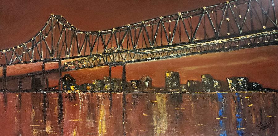 Mississippi River Bridge Over New Orleans Painting