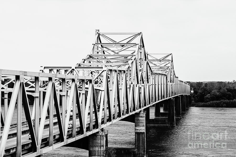 Mississippi River Bridge - Vicksburg, MS. BW Photograph by Scott Pellegrin