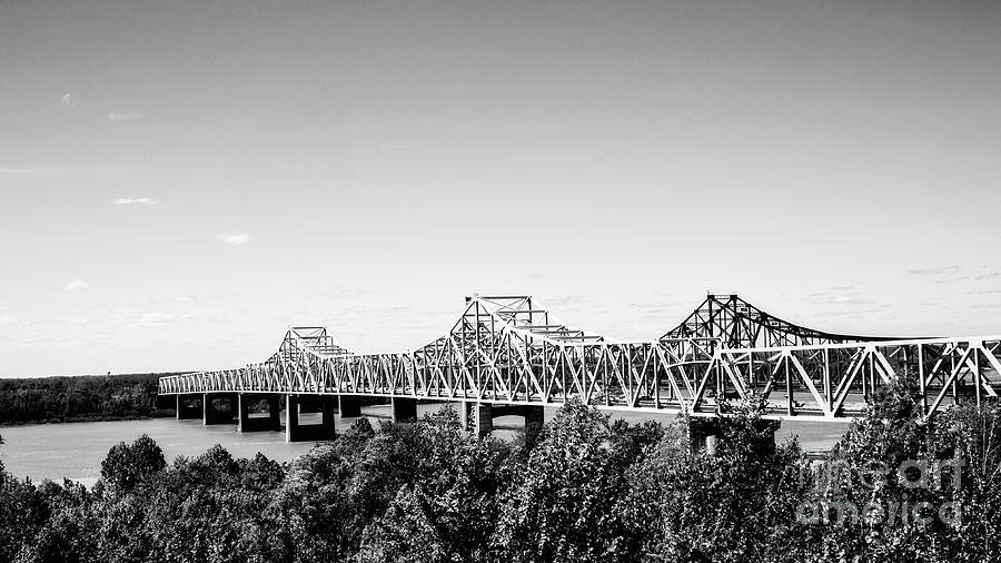 Mississippi River Bridge - Vicksburg BW Photograph by Scott Pellegrin
