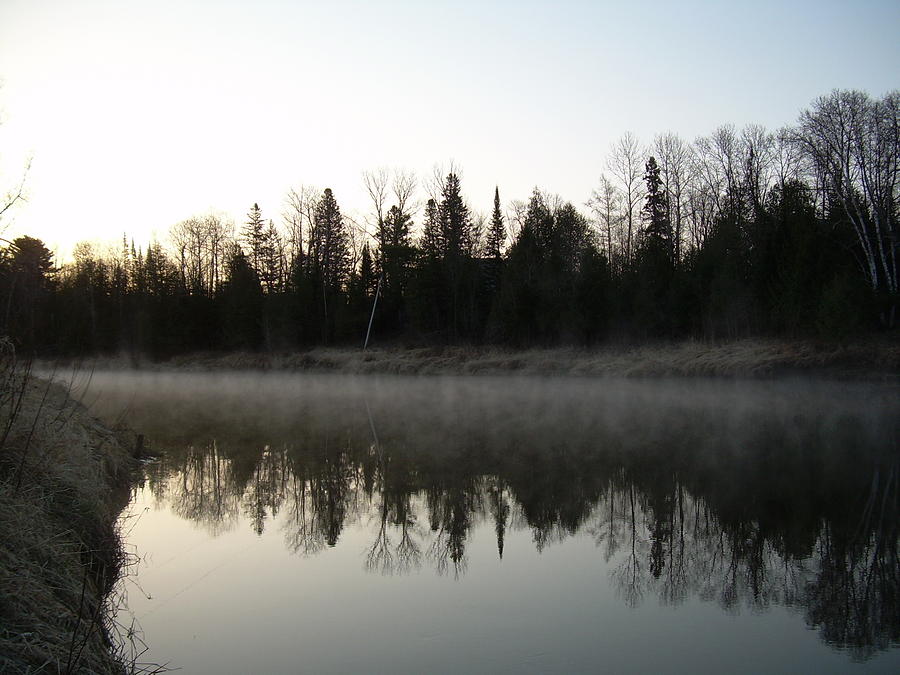 Mississippi river fog reflection Photograph by Kent Lorentzen