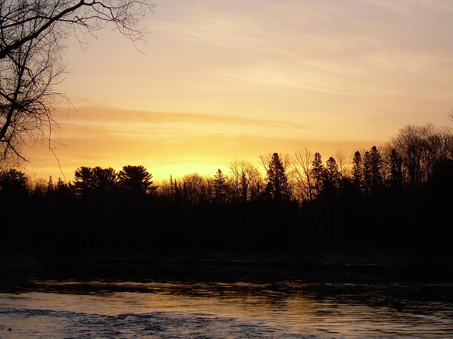 Mississippi river Orange Sky Photograph by Kent Lorentzen