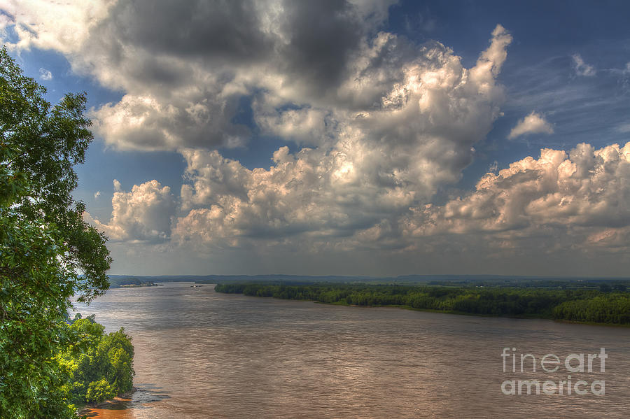 Summer Photograph - Mississippi River Overview with Clouds by Larry Braun