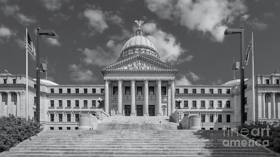 Mississippi State Capitol bw Photograph by Jerry Fornarotto