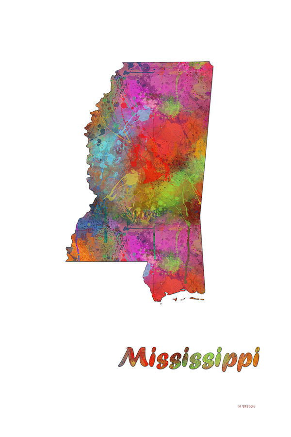 Mississippi  State Map Digital Art by Marlene Watson