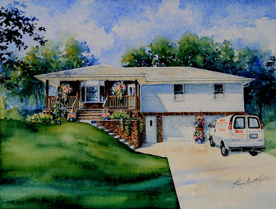 Missouri Home Portrait Painting by Hanne Lore Koehler