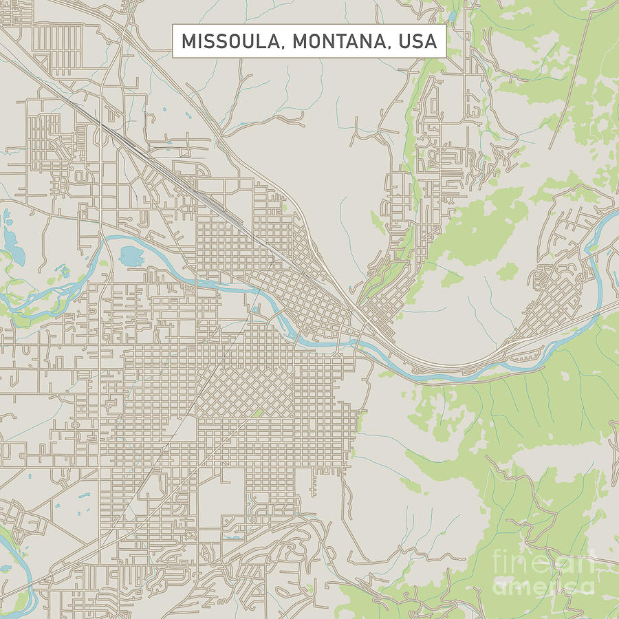 Missoula Montana US City Street Map Digital Art by Frank Ramspott ...