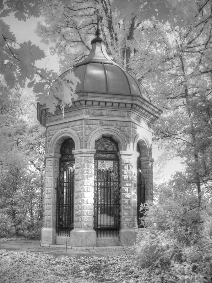 Missouri Botanical Garden Henry Shaw Crypt Infrared black and white Photograph by Jane Linders