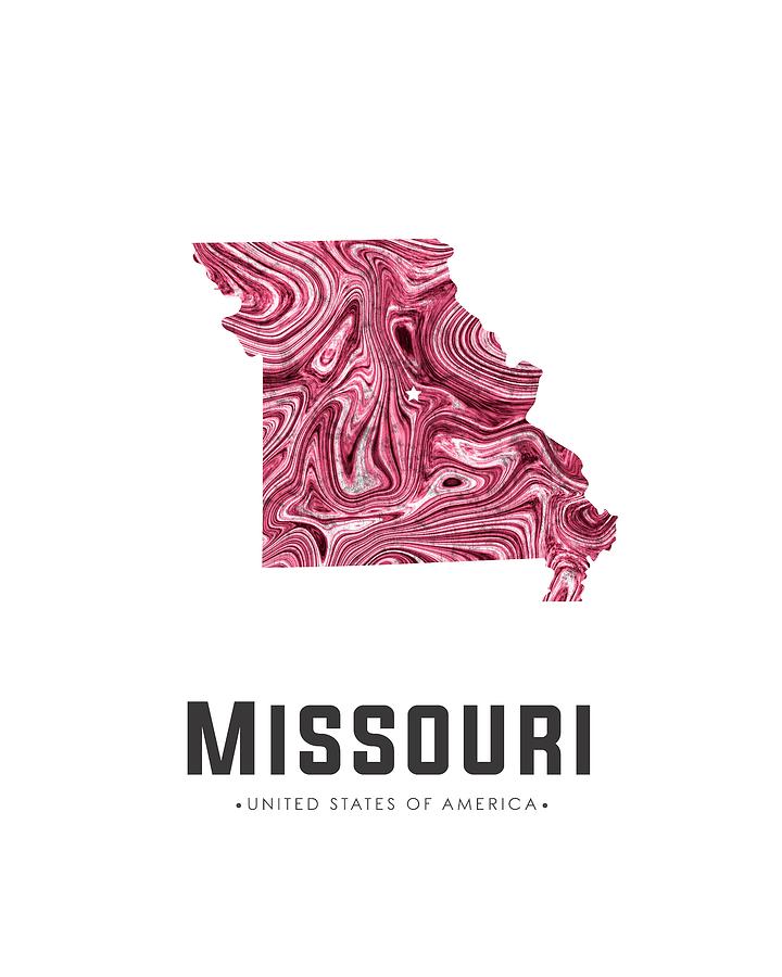 Missouri Map Art Abstract in Purple Mixed Media by Studio Grafiikka