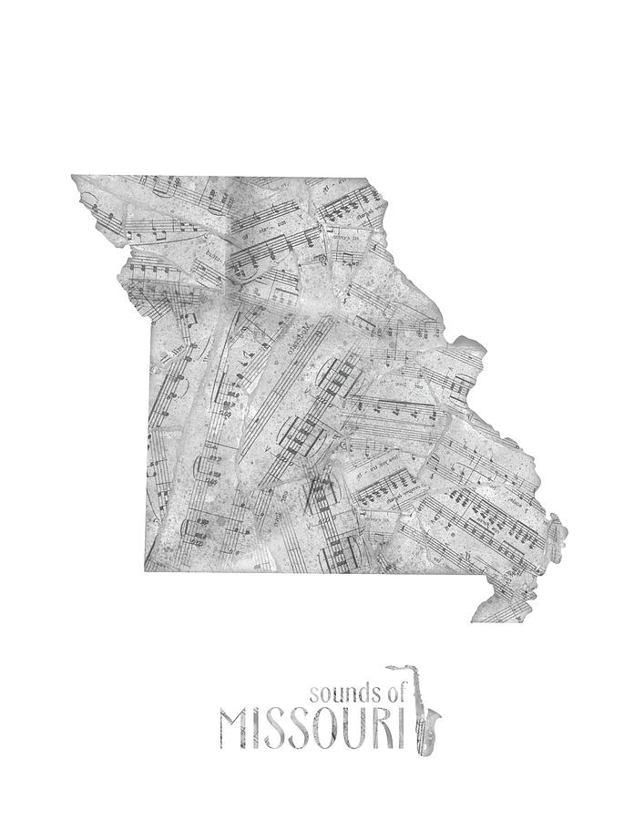Missouri Map Music Notes Digital Art