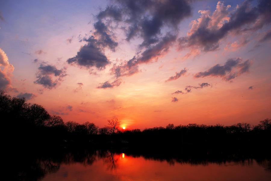 Sunset Photograph - Missouri Sunset Lake Reflection by Matt Quest