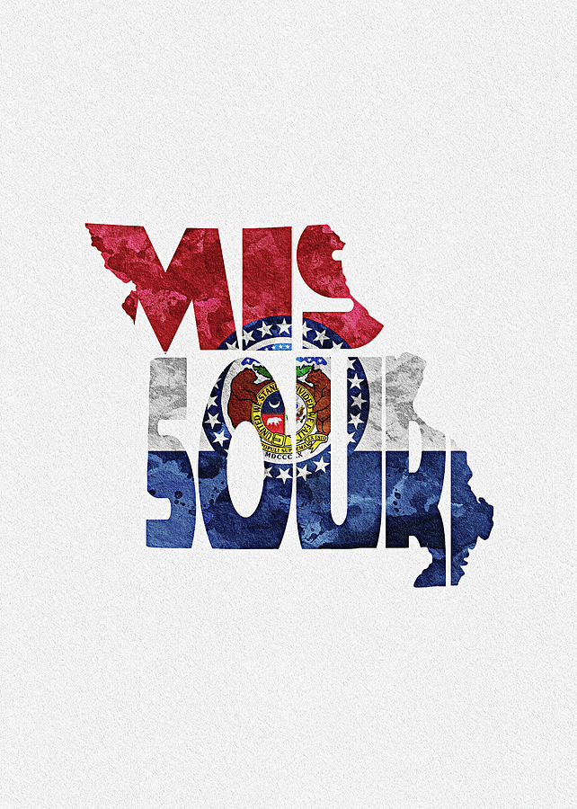 Missouri Typographic Map Flag Digital Art by Inspirowl Design