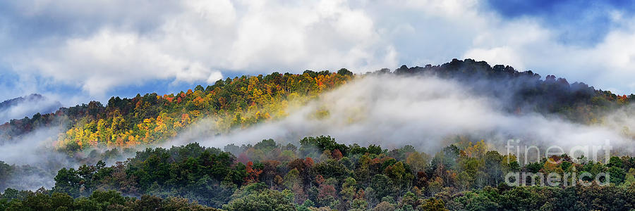 Fall Color Photograph - Mist and Fall Color Panoramic by Thomas R Fletcher