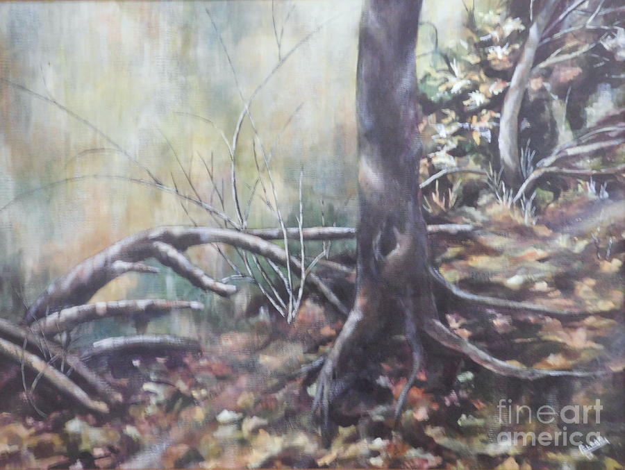 Mist in the Woods Painting by Joan Clear