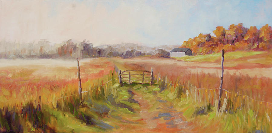 Mist On The Hayfields Painting by Barbara Hageman