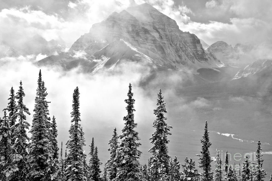 Mist Over The Rocky Mountains Black And White Photograph by Adam Jewell