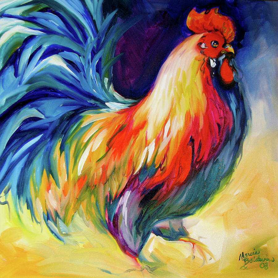 Mister Show  Rooster Art Painting by Marcia Baldwin