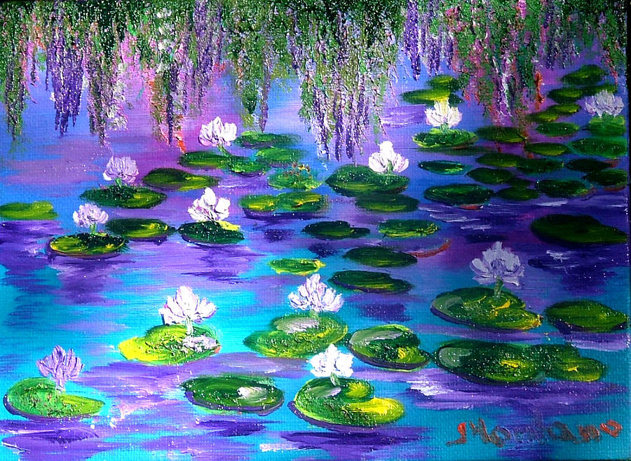 Lily Painting - Mistery lily pond by Inna Montano