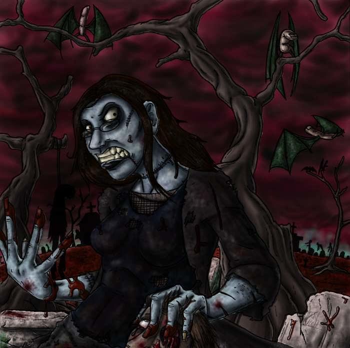 Halloween Painting - Mistress of the Graveyard Colors by Grymm Grymmowski