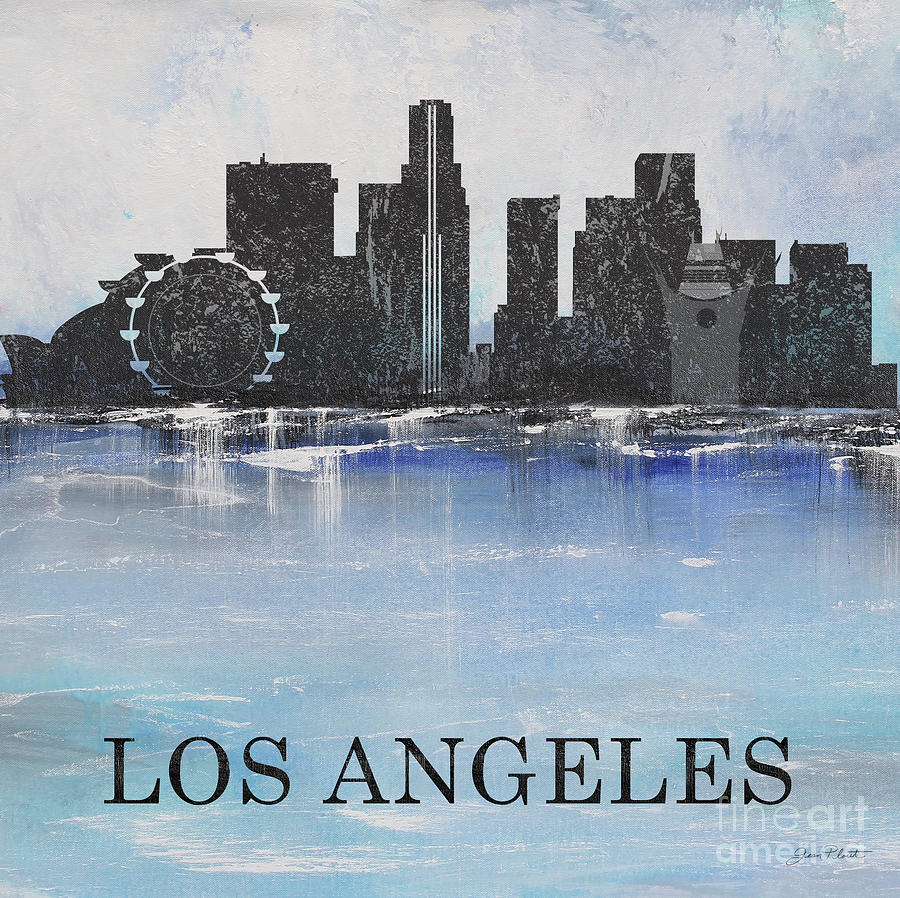 Abstract Painting - Misty Blue-Los Angeles by Jean Plout