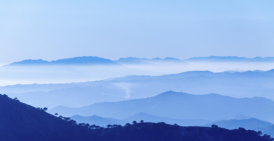 Misty Blue Mountain Panorama Photograph by Geoff Smith