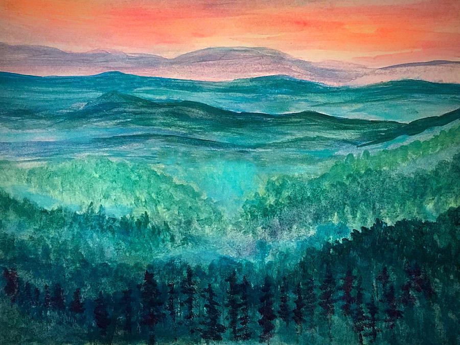 Misty Blue Ridge Valley Painting by Anne Sands