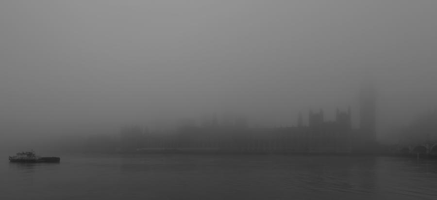 Misty British Parliament Photograph
