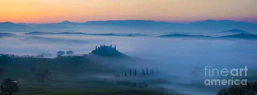 Misty Dawn in Tuscany Photograph by Brian Jannsen