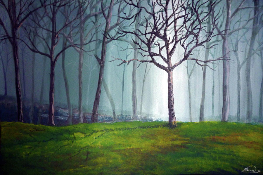 Misty Forest Painting by Alban Dizdari