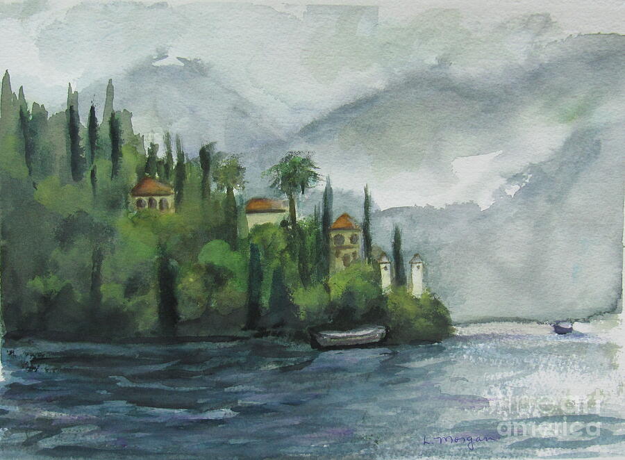 Boat Painting - Misty Island by Laurie Morgan