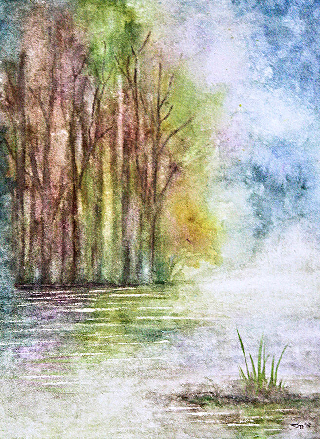 Misty Lake Painting by Sunjay Menon