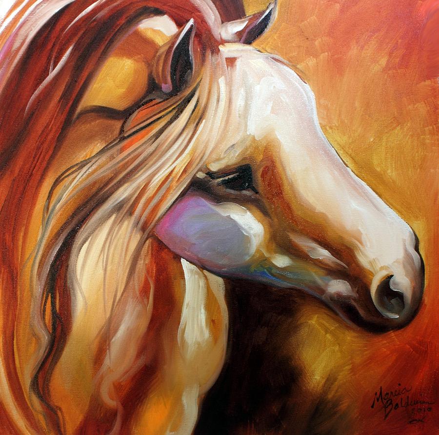 Misty Moonlight Equine Painting by Marcia Baldwin