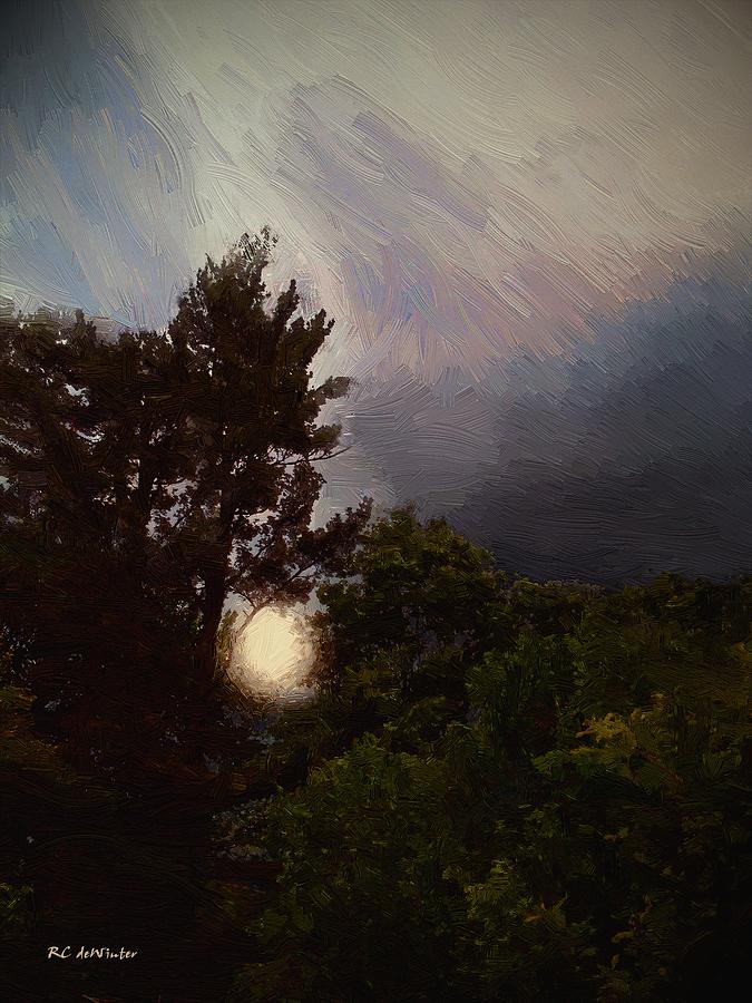 Misty Moonrise Painting by RC DeWinter