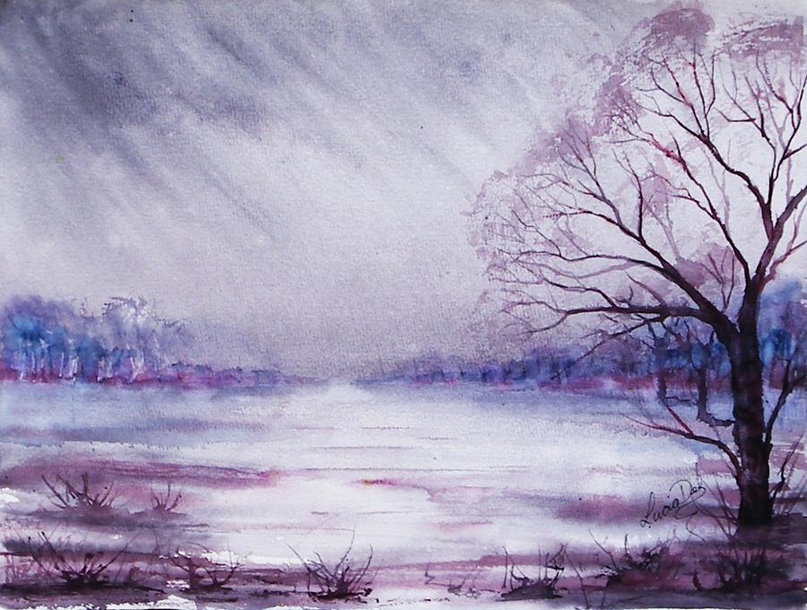 Tree Painting - Misty Morn by Lucia Del