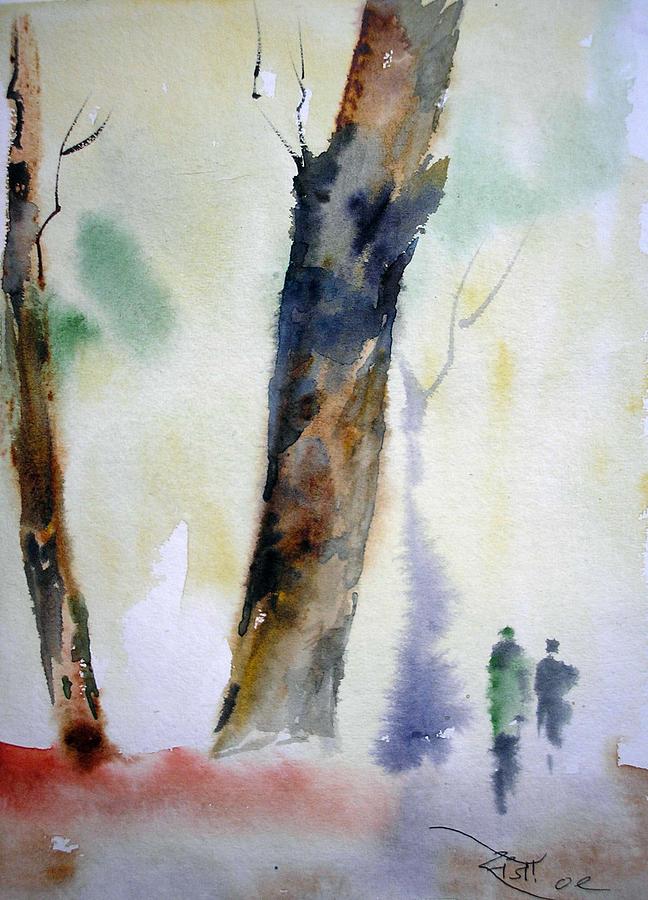 Landscape Painting - Misty Morning 2 by Sanjeev Joshi