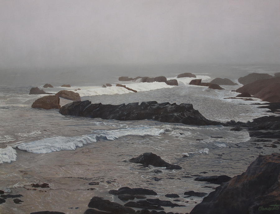 California Painting - Misty morning at Ragged Point, California by Barbara Barber