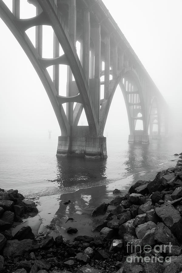 Misty Morning at Yaquina Bridge Photograph by Inge Johnsson