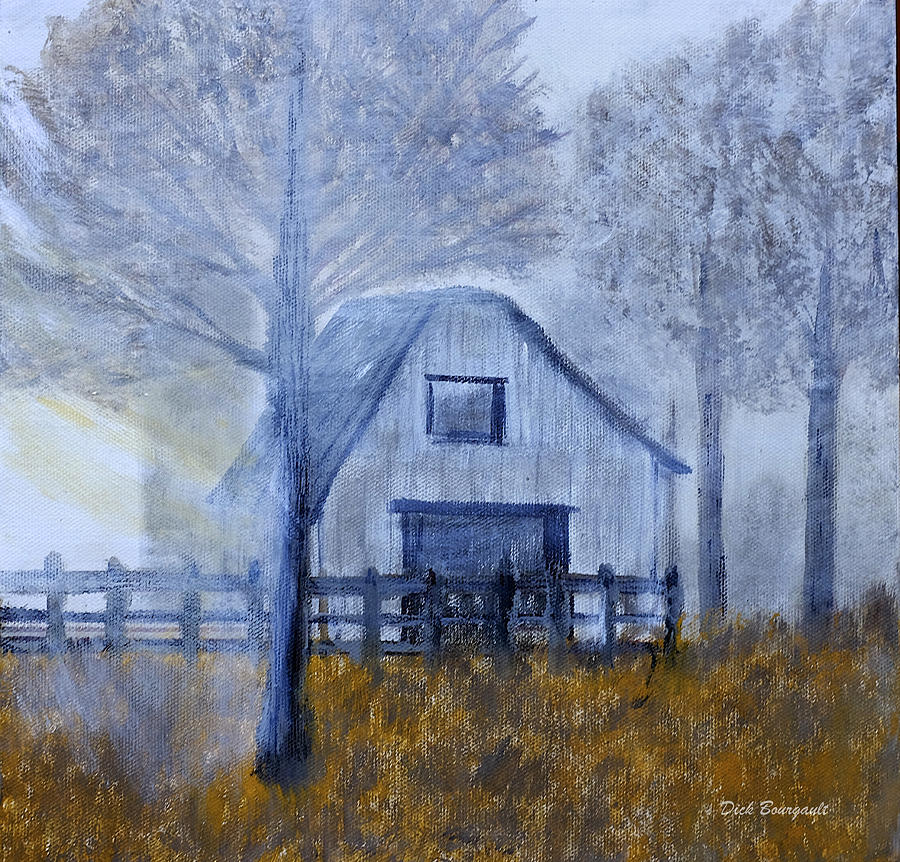Misty Morning Painting by Dick Bourgault