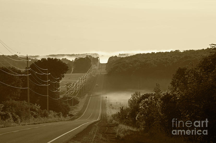 Landscape Photograph - Misty Morning Drive by Elaine Mikkelstrup