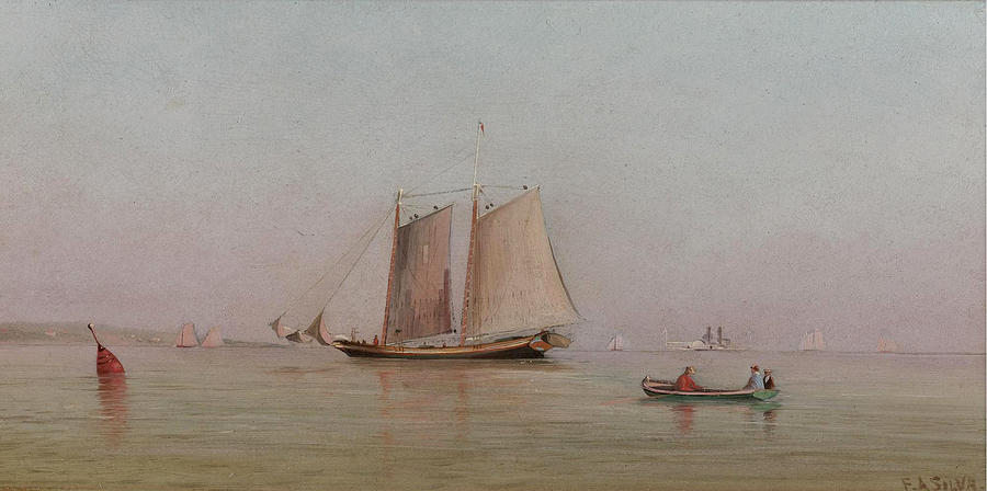 Misty Morning in New York Bay Painting by Francis Augustus Silva