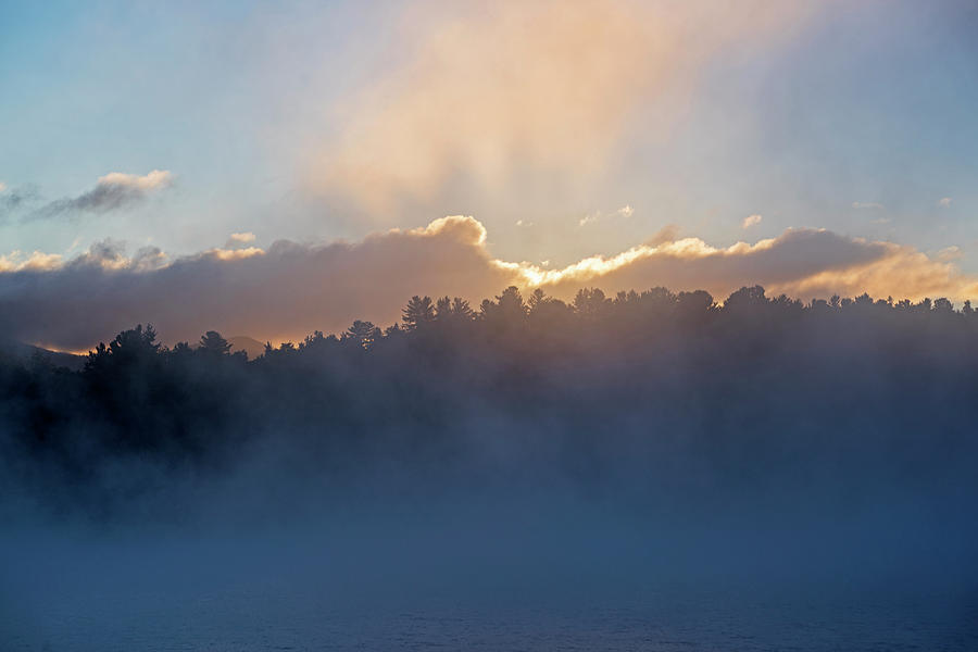 Misty morning on Mirror Lake in Lake Placid Adirondacks Photograph by Toby McGuire