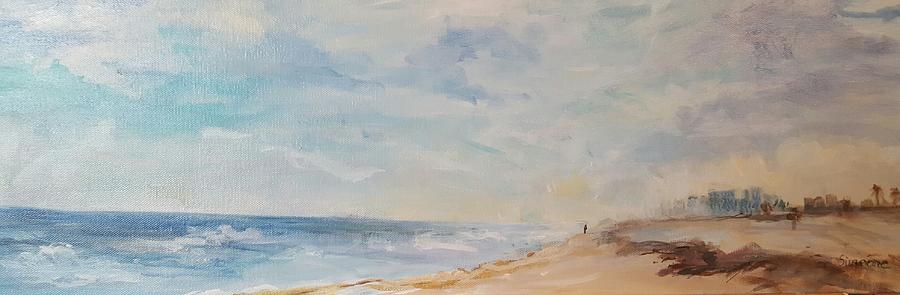 Misty Morning on the Beach Painting by Cheryl LaBahn Simeone